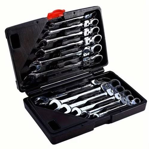 12-piece Metric Flexible-Head Ratcheting Wrench Set